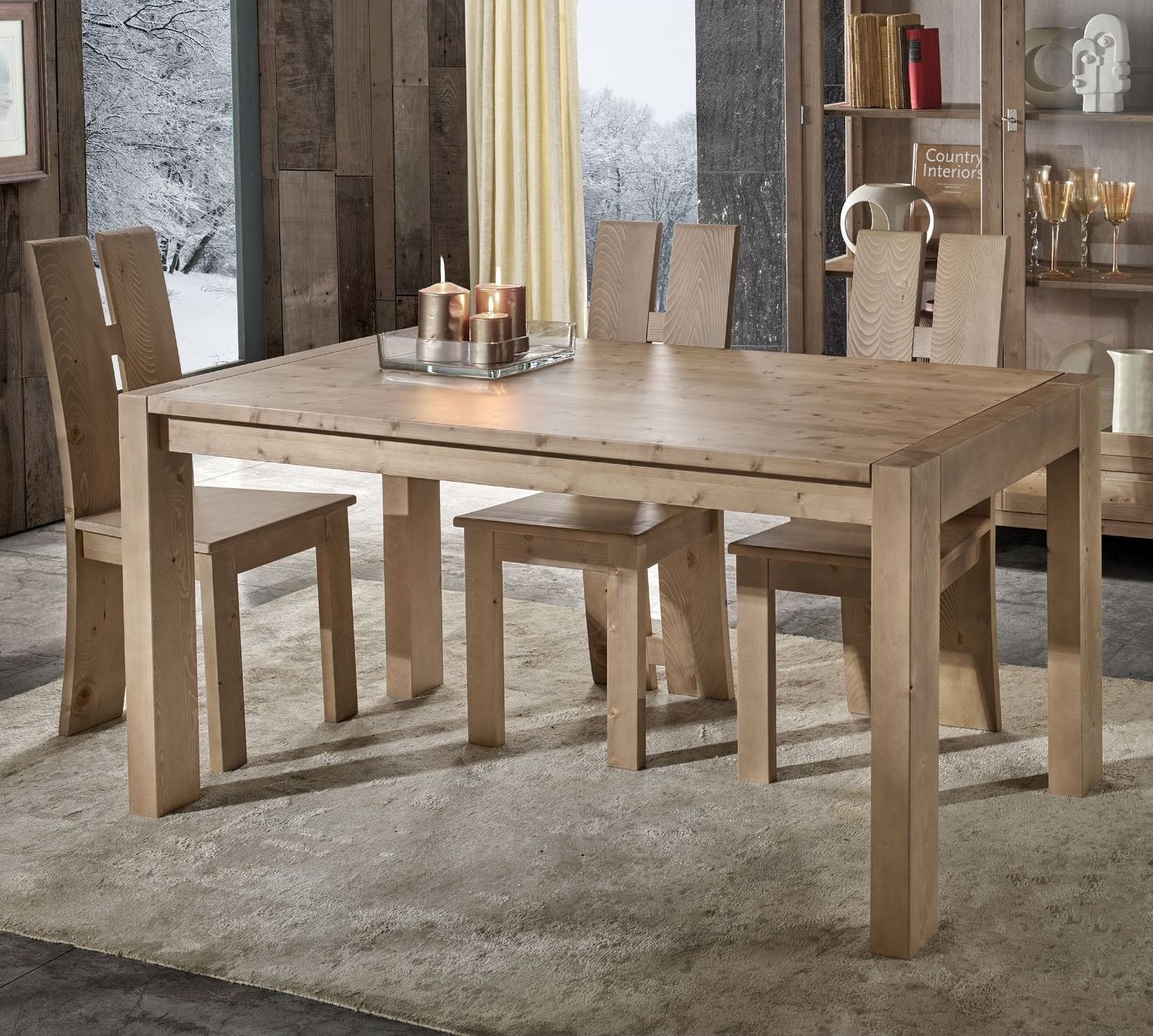 Tavolo in legno massello di abete con allunga